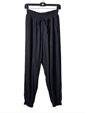 Love Tree Linen Blend Joggers Pants Black Medium Neutral Minimalist Loungewear
